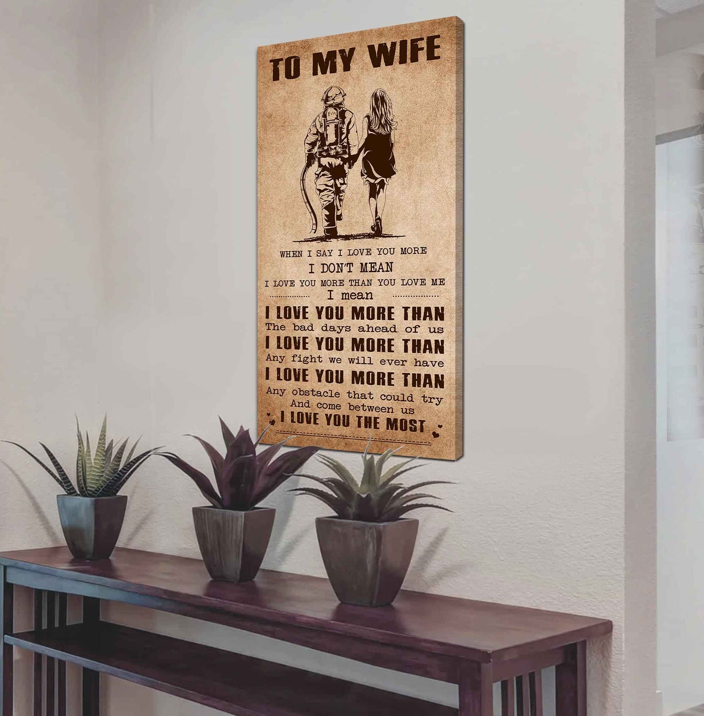 family poster canvas to my wife when i say i love you more - i love you the most gift for your wife