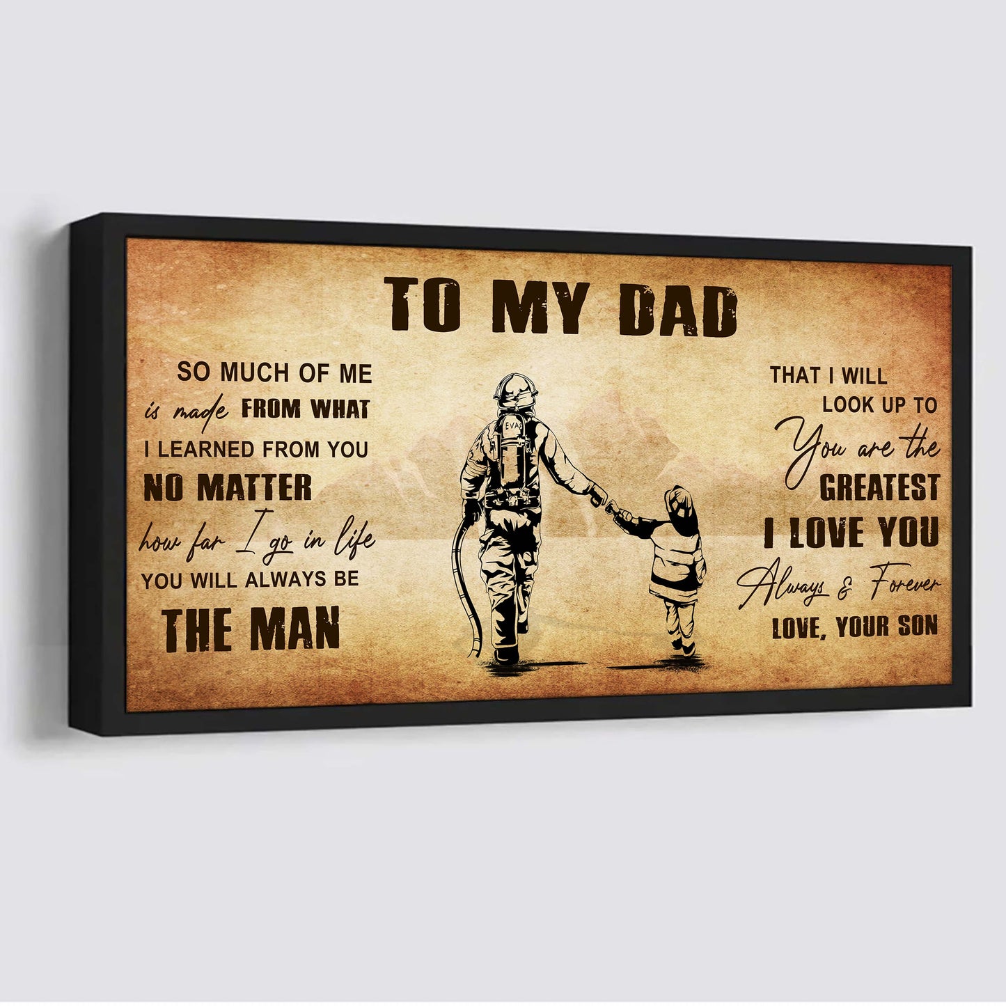 drb to my dad - you are the greatest i love you poster canvas gift for father from son