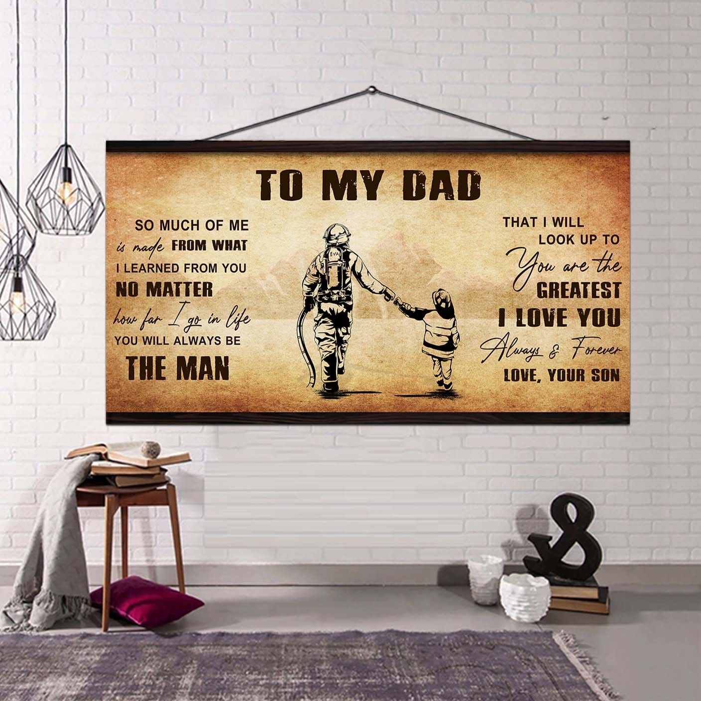 drb to my dad - you are the greatest i love you poster canvas gift for father from son