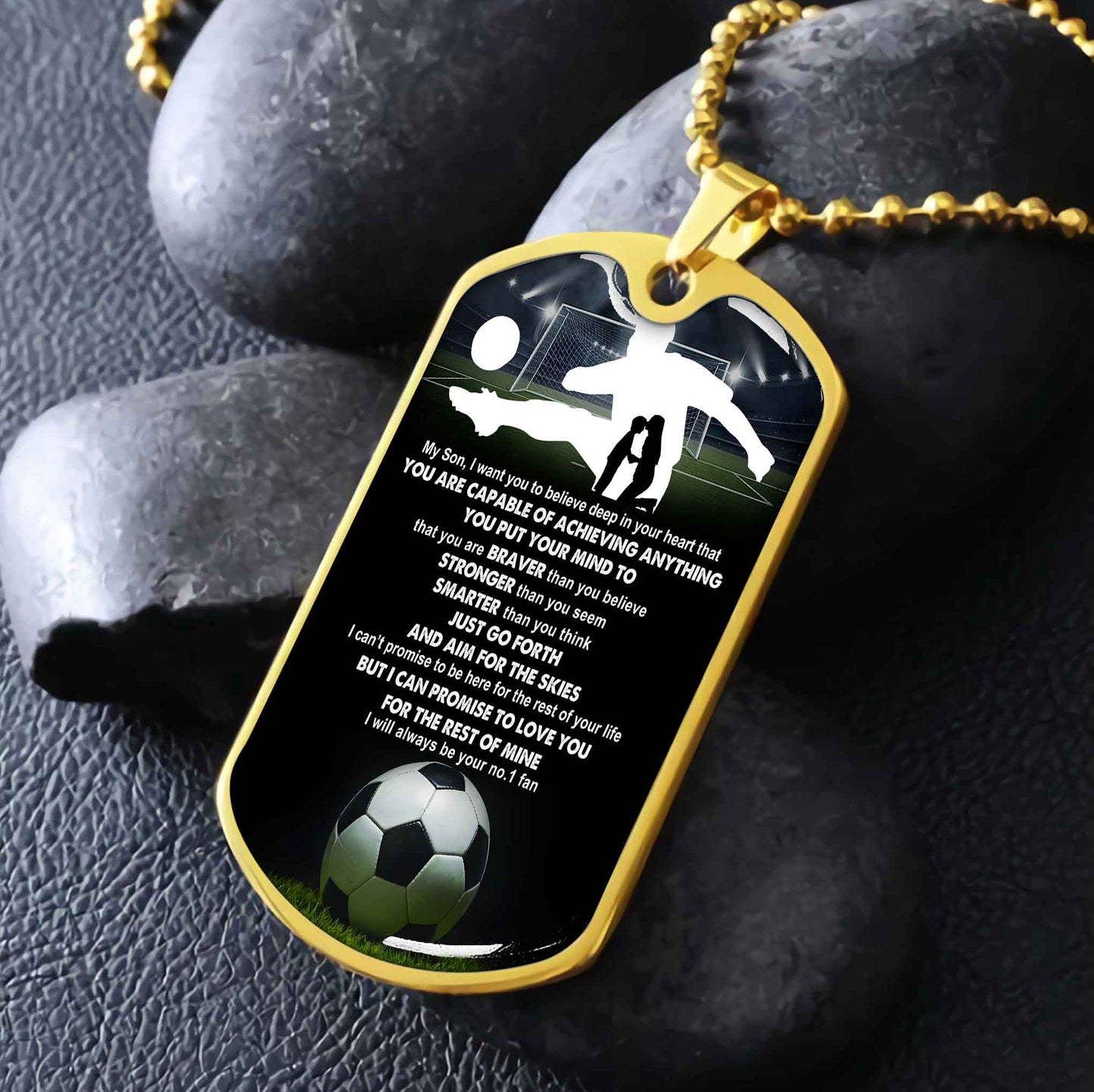 Sport Military Chain 18K Gold Plated Silver Plated To My Son From Mom Motivation Message I Will Always Be Your No 1 Fan