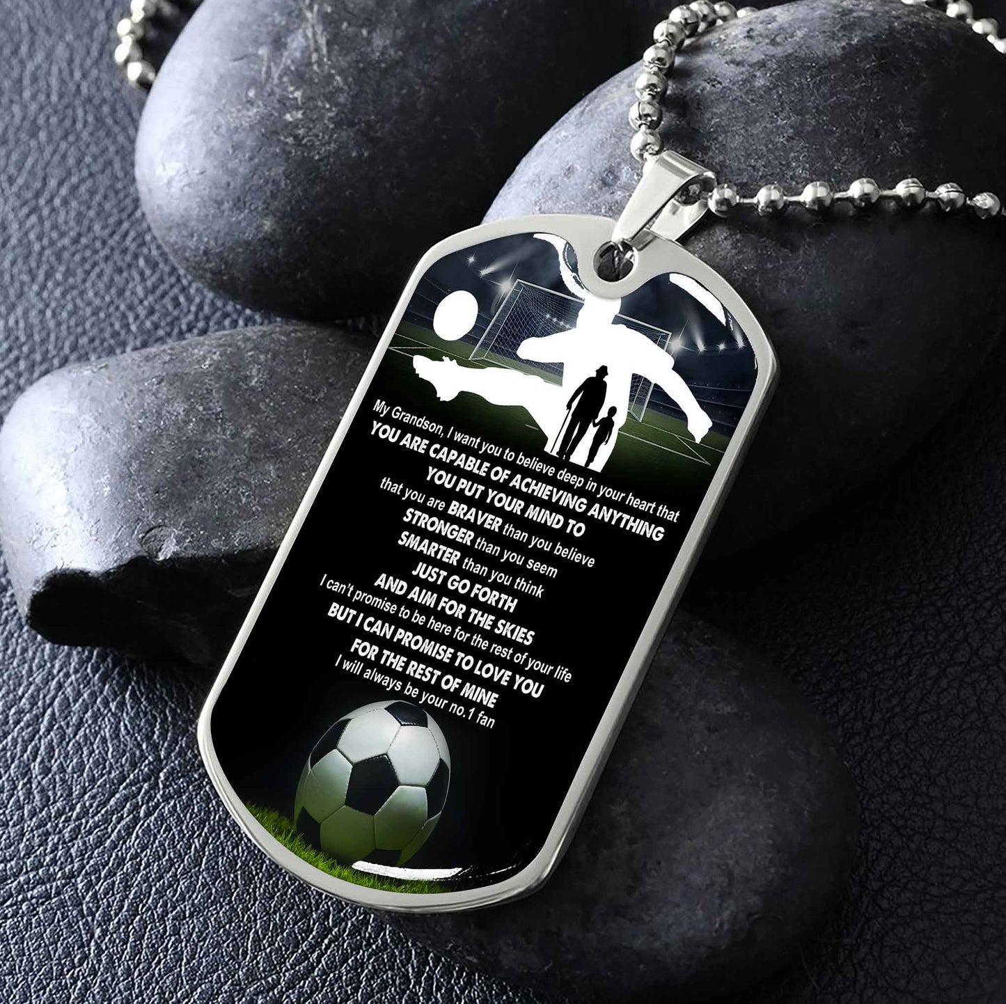 Sport Military Chain 18K Gold Plated Silver Plated To My Grandson From Grandpa Motivation Message I Will Always Be Your No 1 Fan