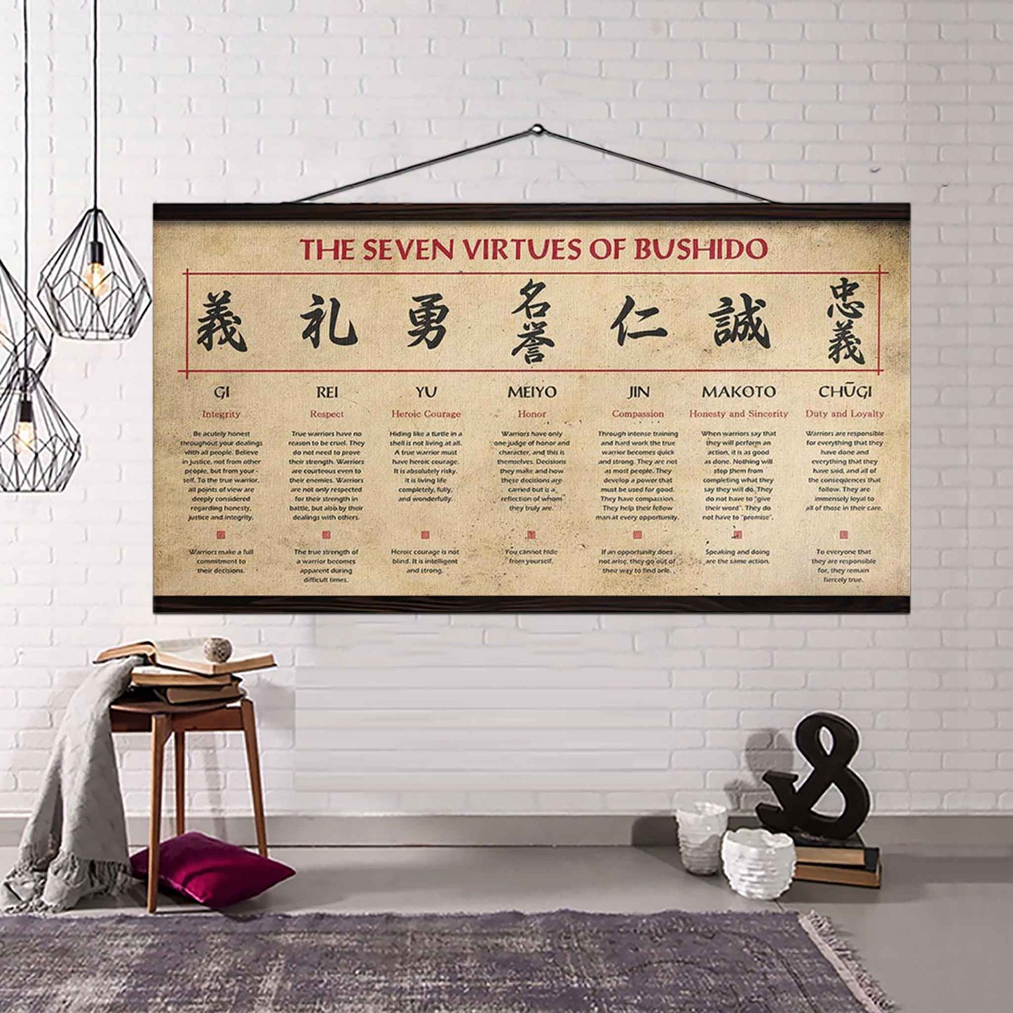 samurai poster canvas-the seven virtues of bushido