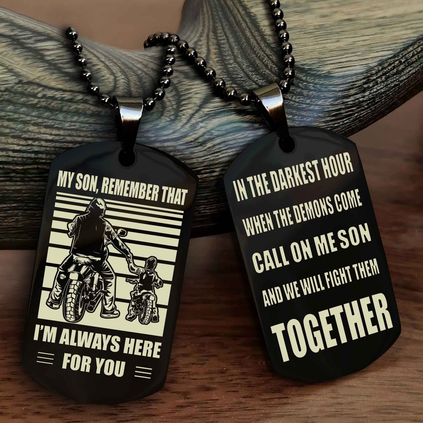 DRB Personalized Double Sided Dog Tag My Son Remember That I Will Always Here Call On Me Son And We Will Fight Them Together