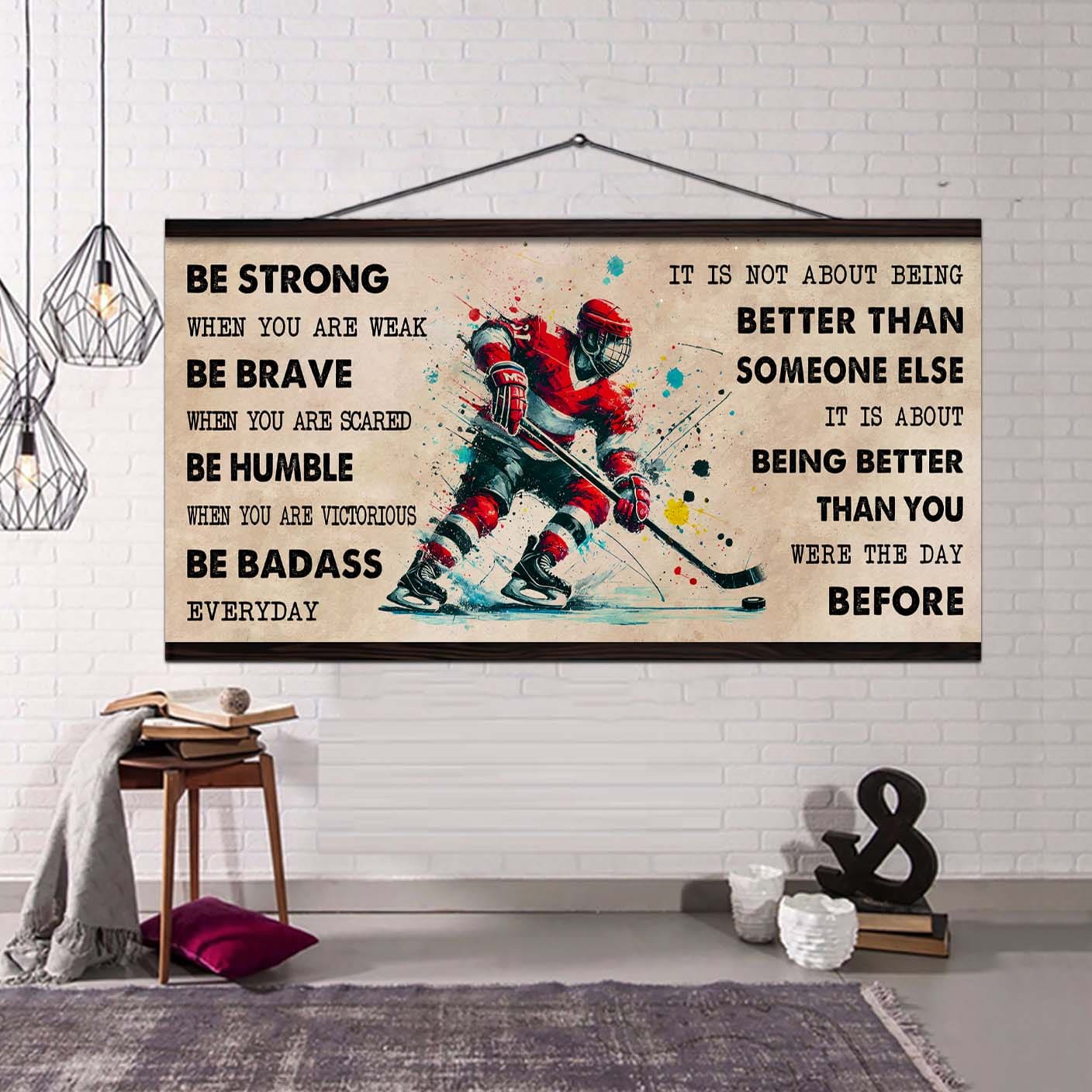 water color tennis poster canvas it is not about being better than someone else - be strong when you are weak be badass everyday