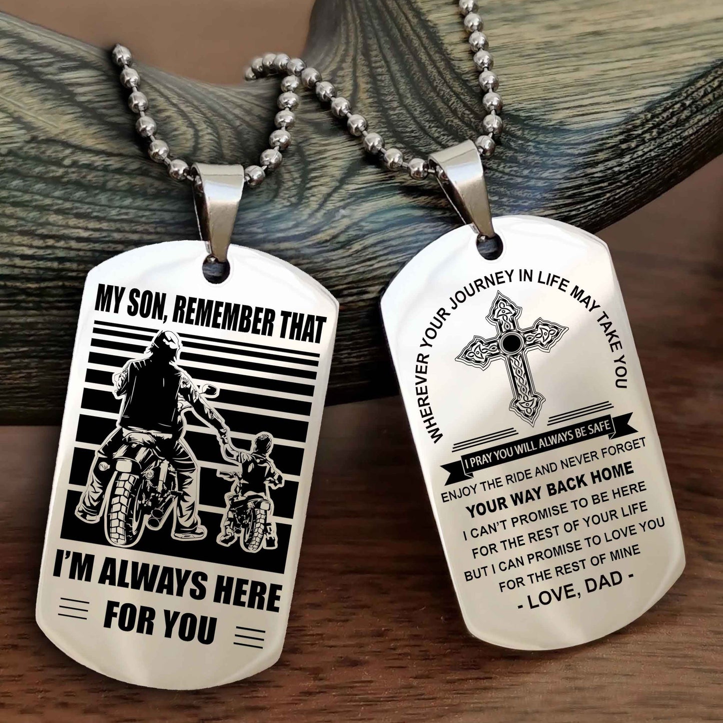drb cross double sided dog tag my son remember that - gift for son enjoy the ride never forget your way back home