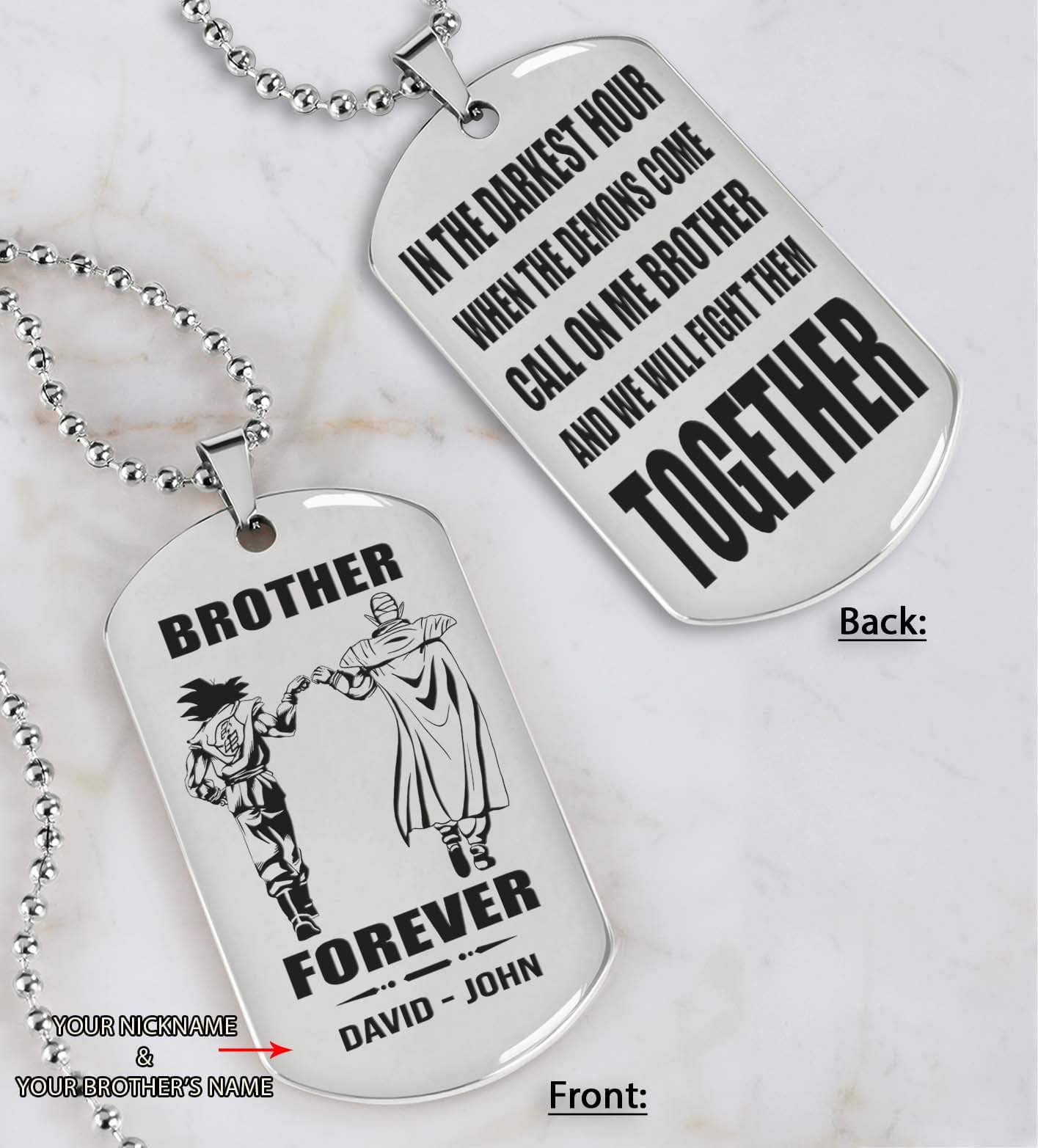 ver3w vikings customizable engraved black dog tag double sided gift from brother, brother forever