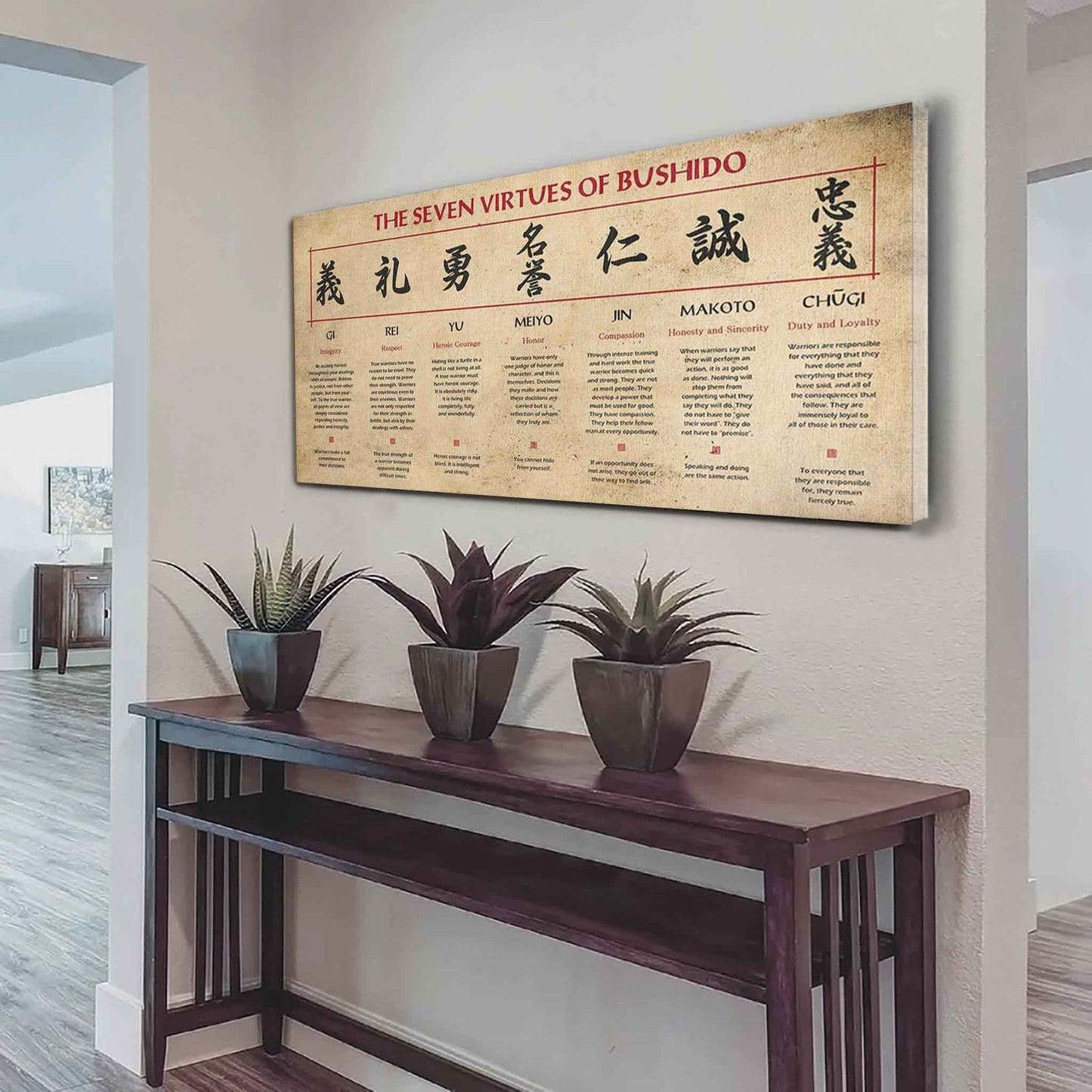 samurai poster canvas-the seven virtues of bushido