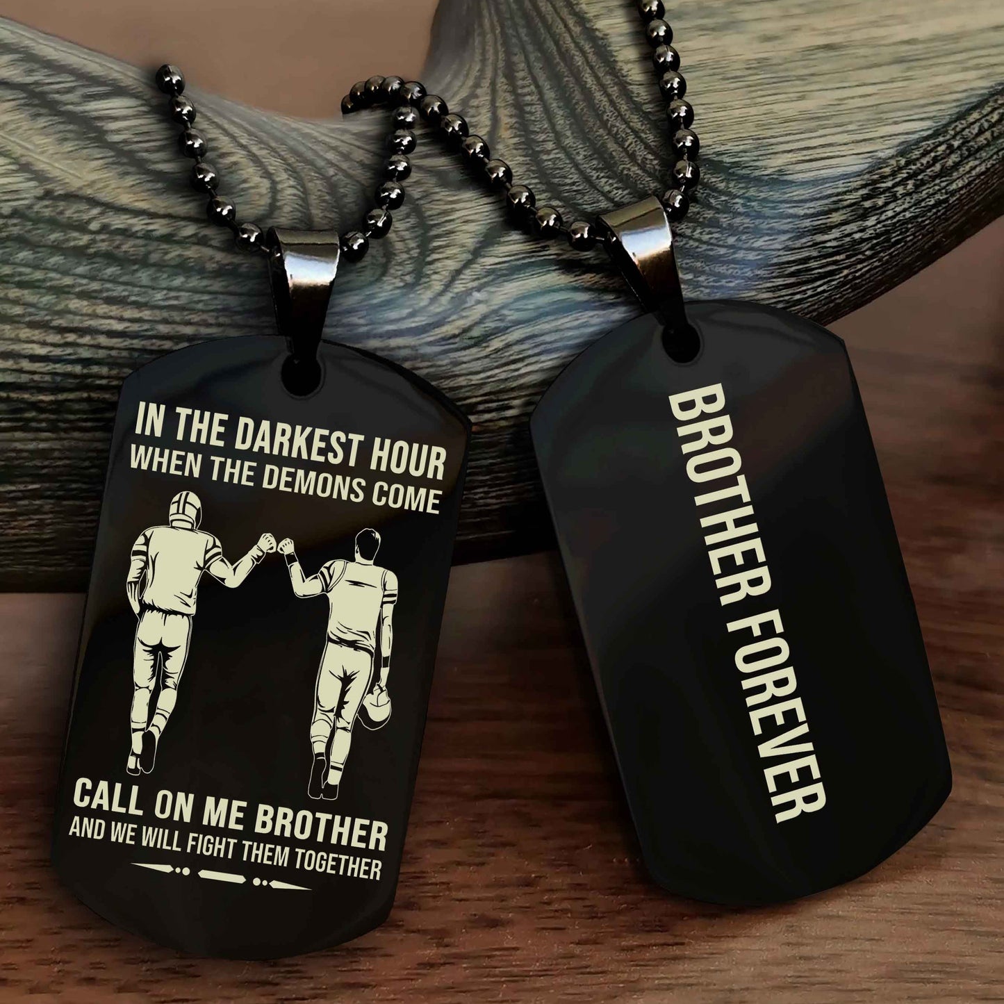 drb customizable engraved black dog tag double sided gift from brother, brother forevers