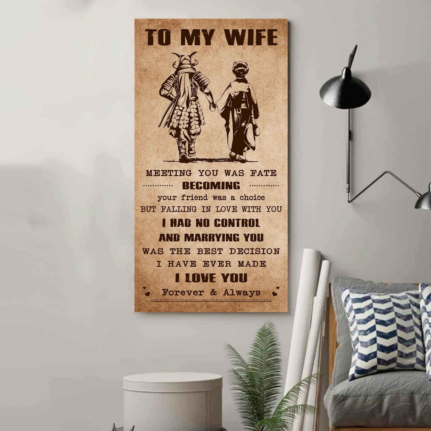 family poster canvas to my wife meeting you was fate - i love you forever and always gift for your wife