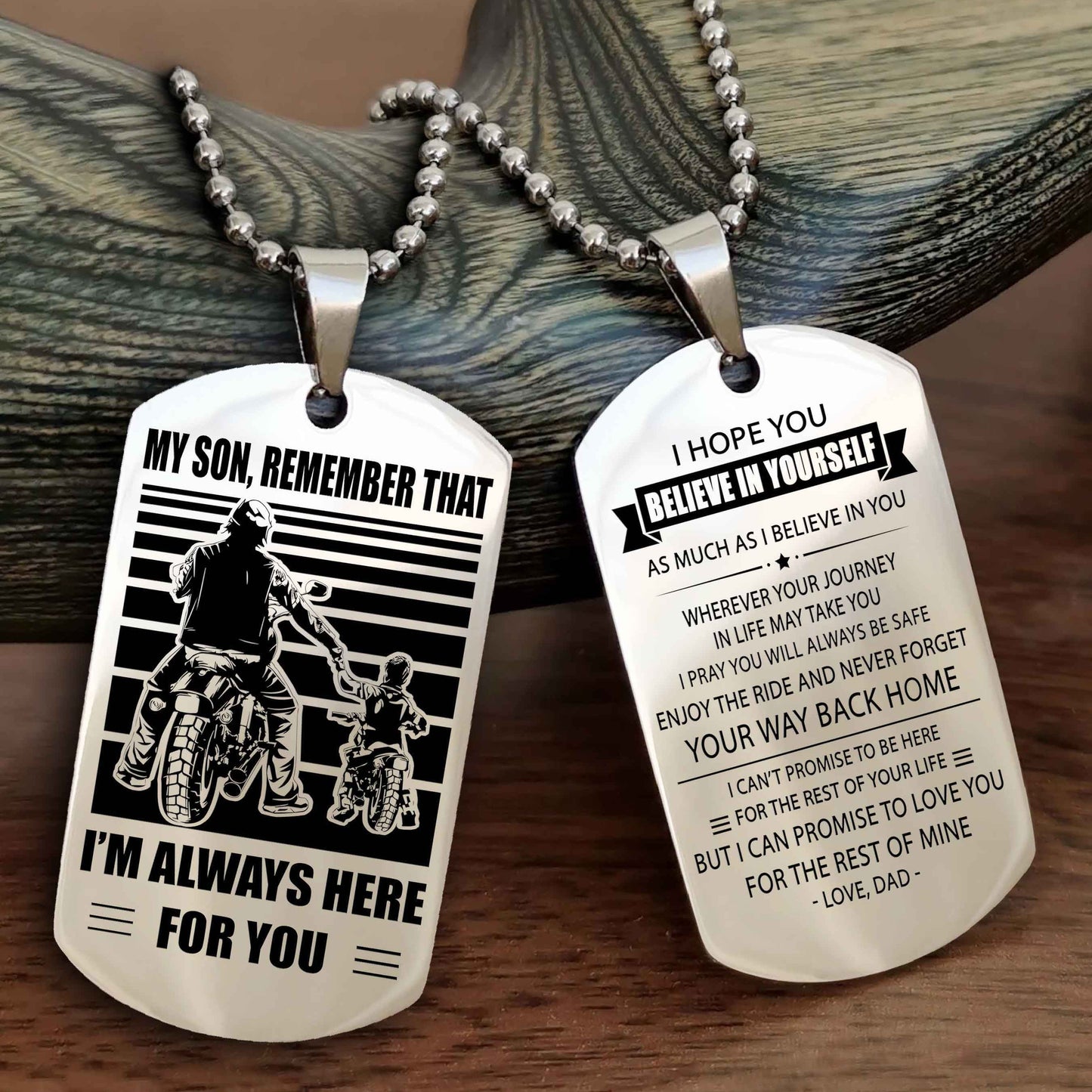 DRB Personalized Double Sided Dog Tag My Son Remember That I Will Always Here Never Forget Your Way Back Home