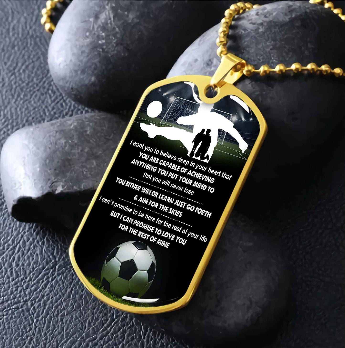 sport military chain 18k gold plated silver plated to my son from dad motivation message