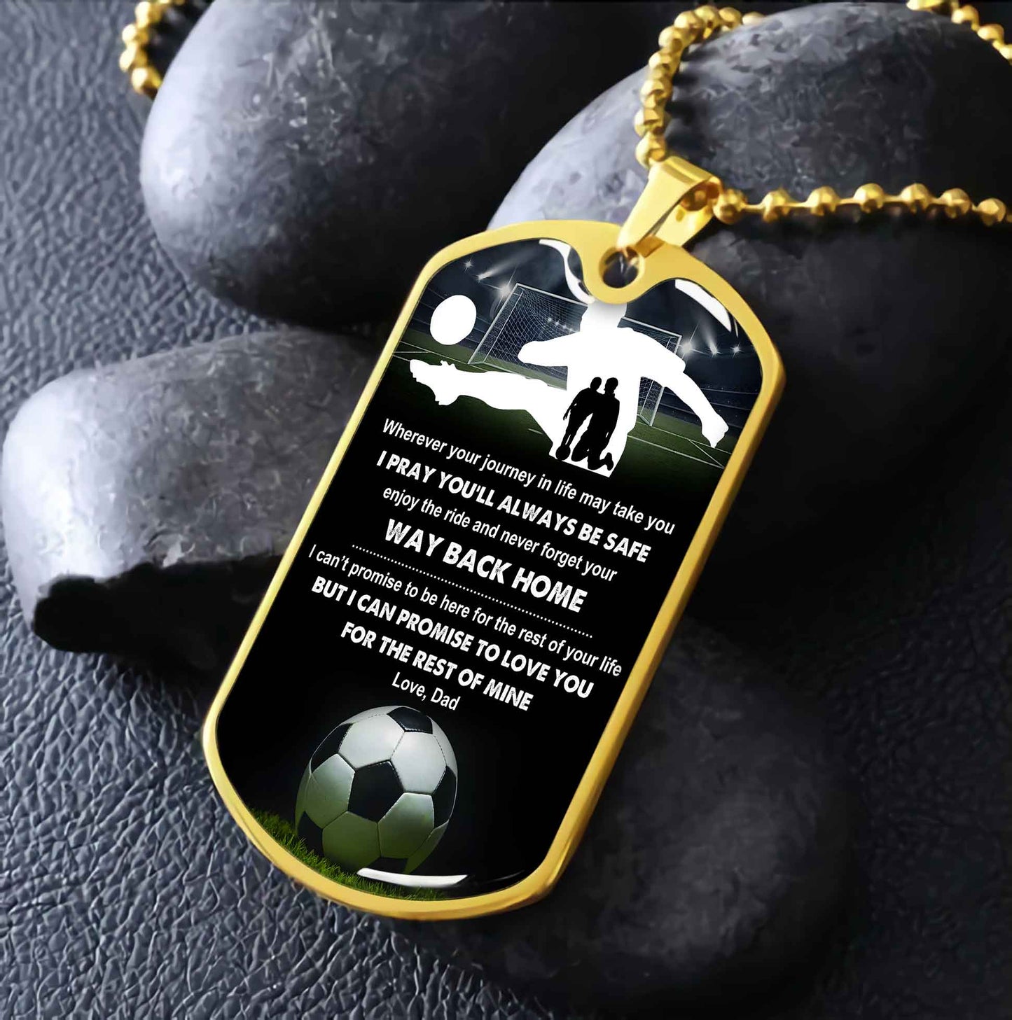 sport military chain 18k gold plated silver plated to my son from dad motivation message