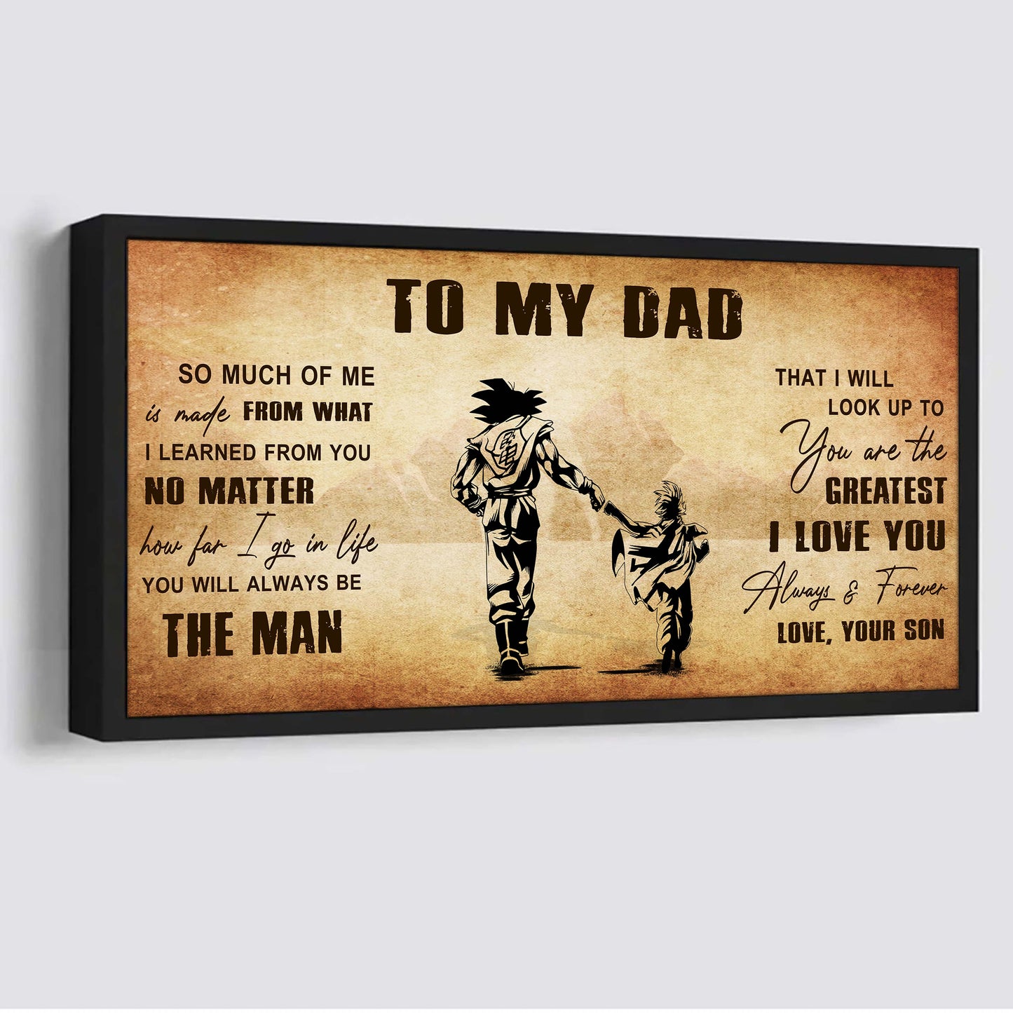 drb to my dad - you are the greatest i love you poster canvas gift for father from son