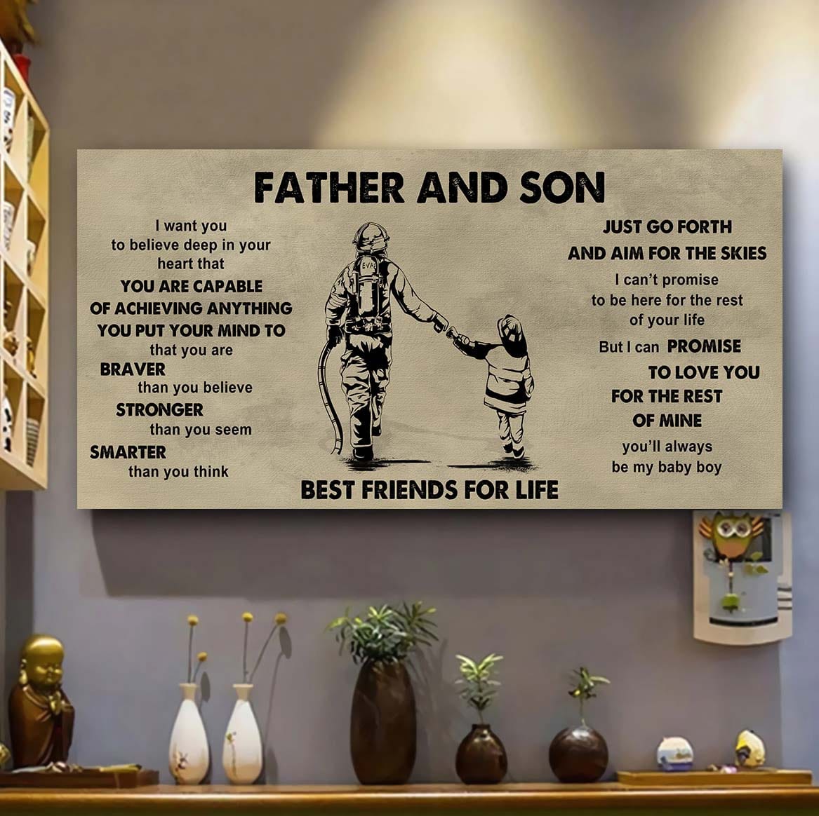vikings father and son best friends for life - that you are braver than you believe poster canvas gift for son from father