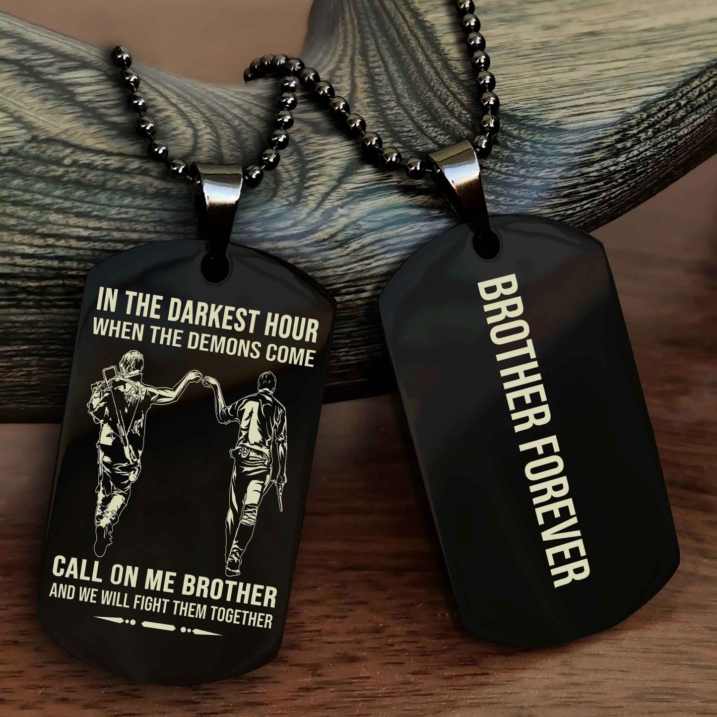 drb customizable engraved black dog tag double sided gift from brother, brother forevers