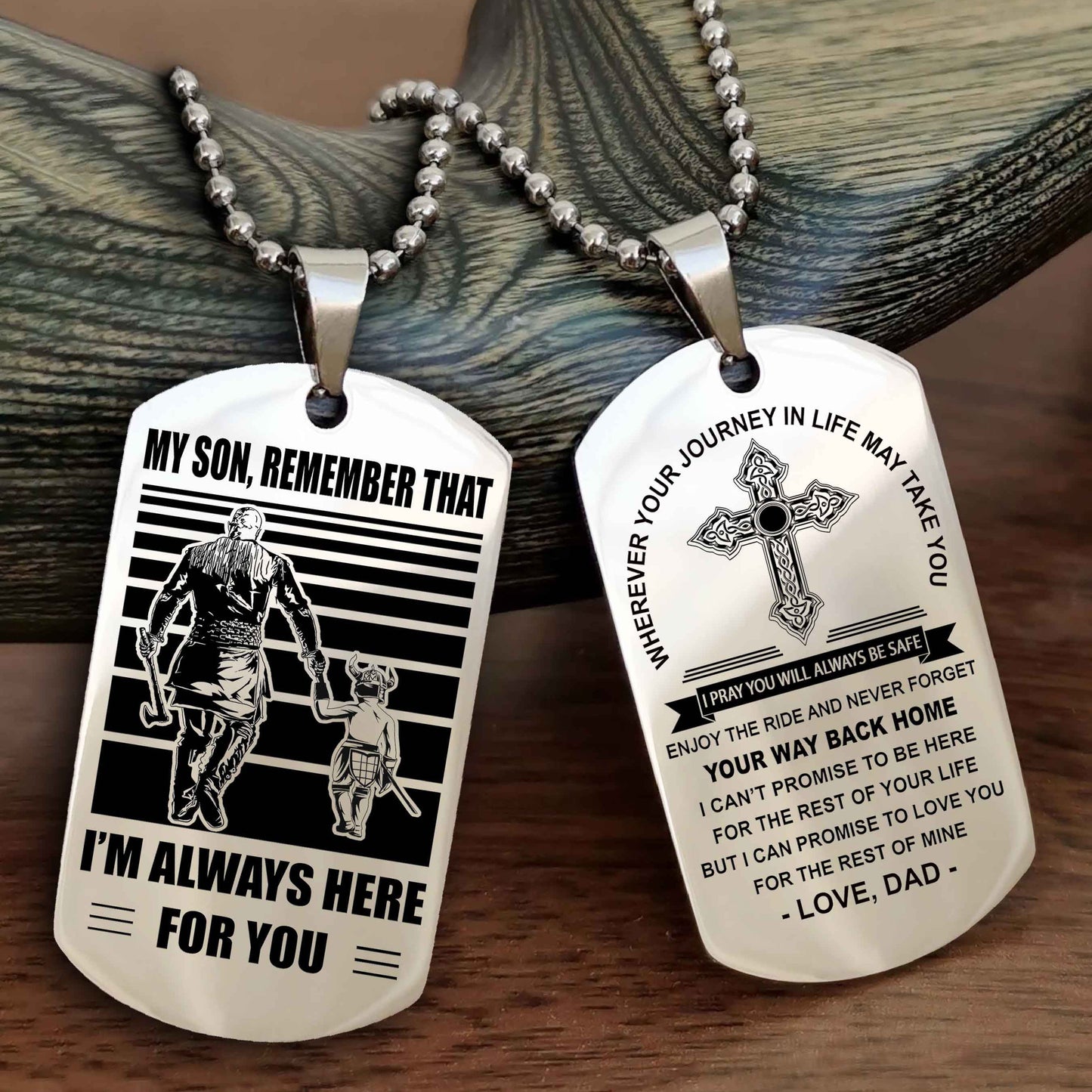drb cross double sided dog tag my son remember that - gift for son enjoy the ride never forget your way back home