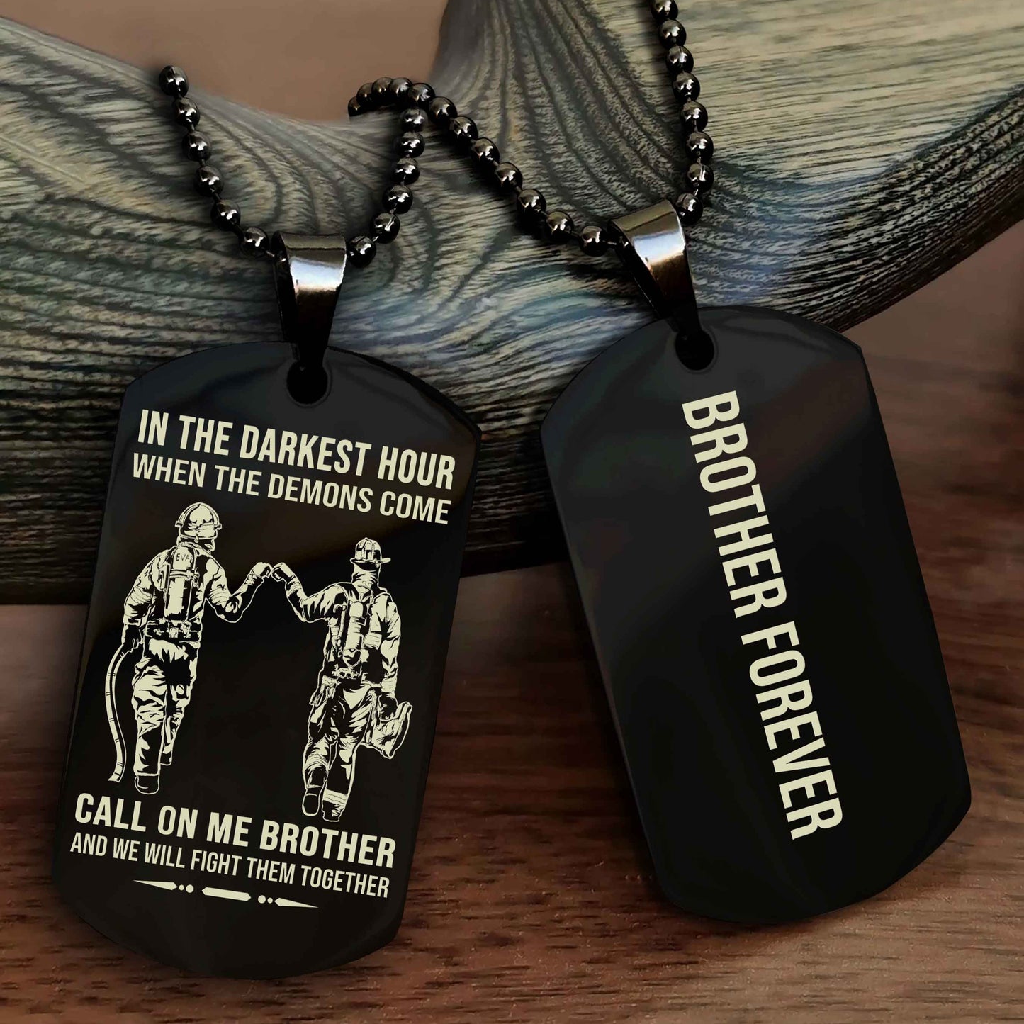 drb customizable engraved black dog tag double sided gift from brother, brother forevers