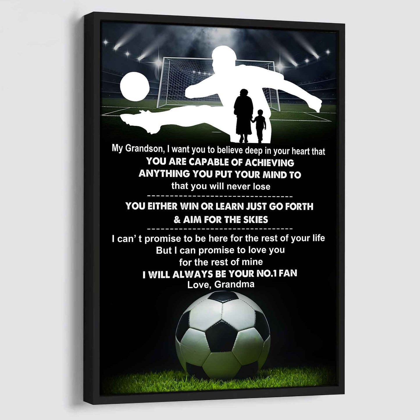 Sport Poster Canvas Grandma To Grandson - That You Will Never Lose You Either Win Or Learn I Will Always Your No 1 Fan