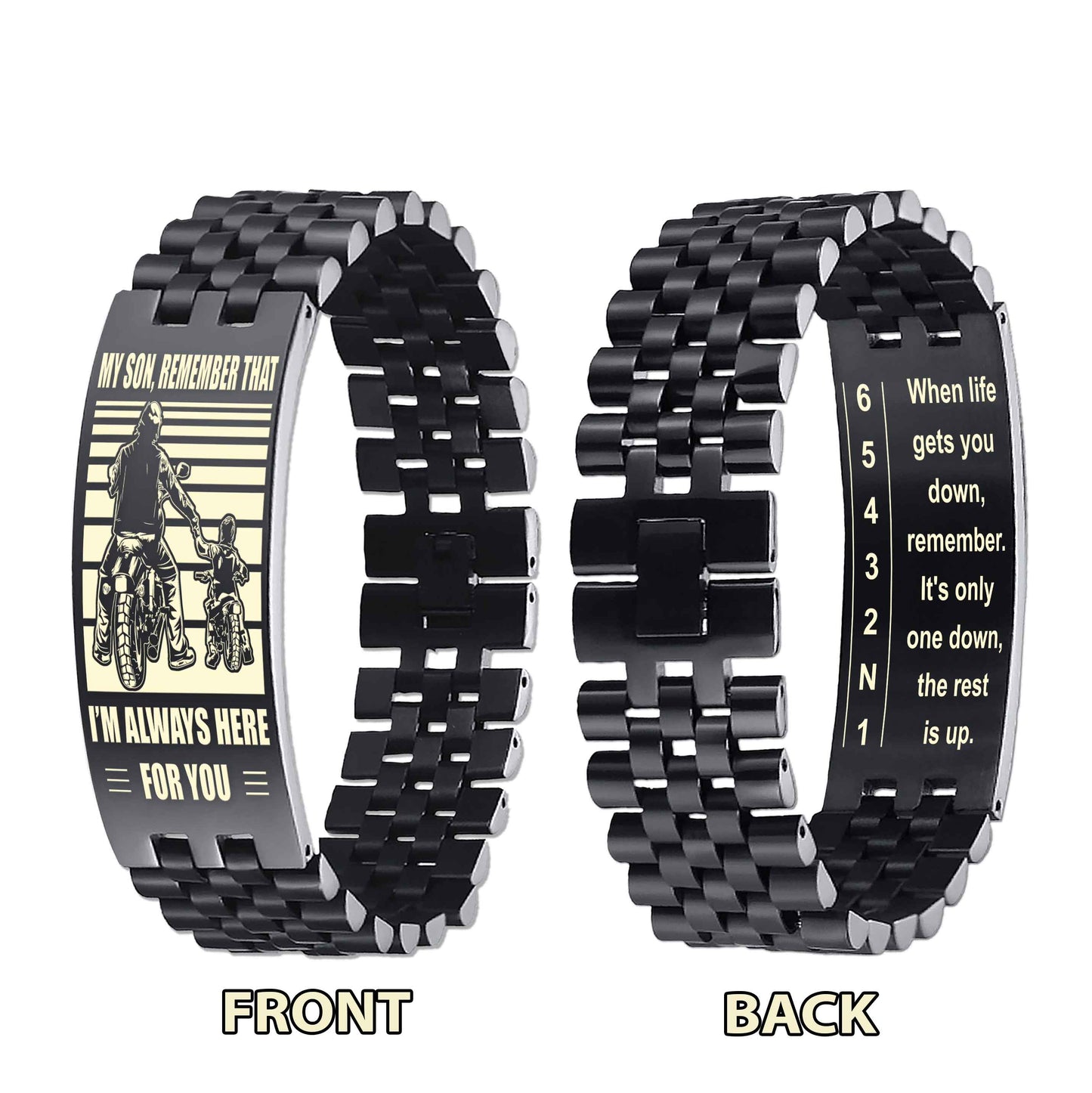 Biker double side bracelet, When life gets you down, remember. It’s only one down, the rest is up.