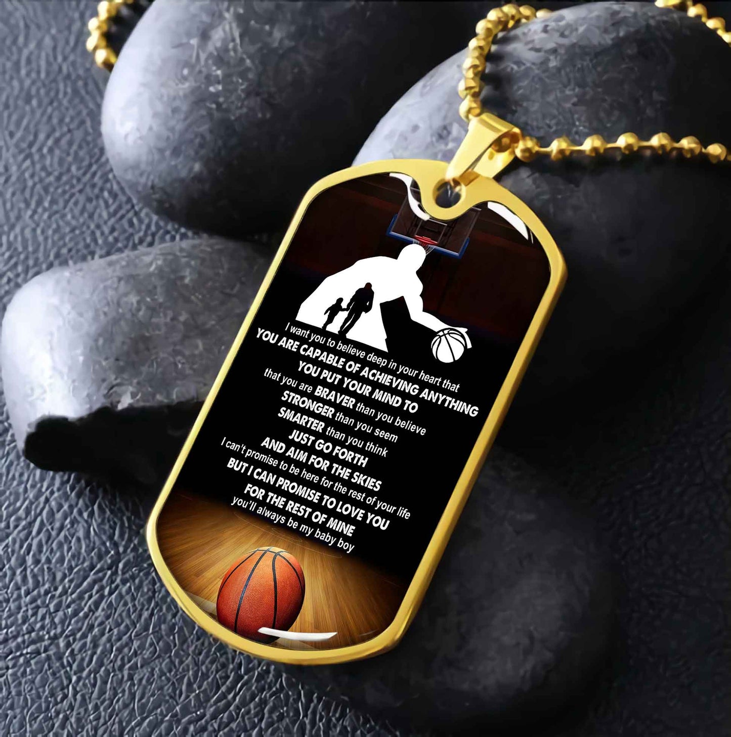 sport military chain 18k gold plated silver plated to my son from dad motivation message
