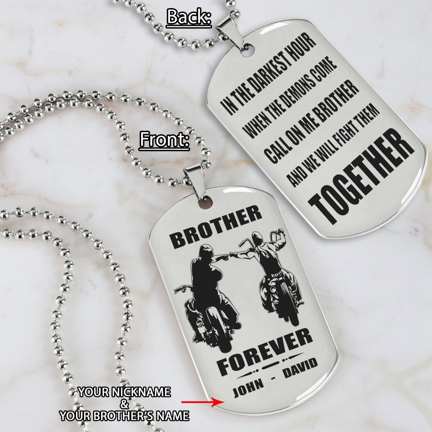 ver3w vikings customizable engraved black dog tag double sided gift from brother, brother forever