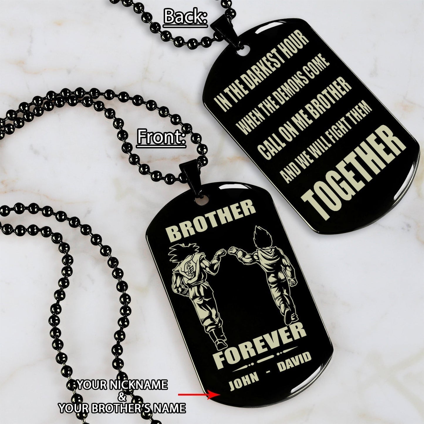 ver3w vikings customizable engraved black dog tag double sided gift from brother, brother forever