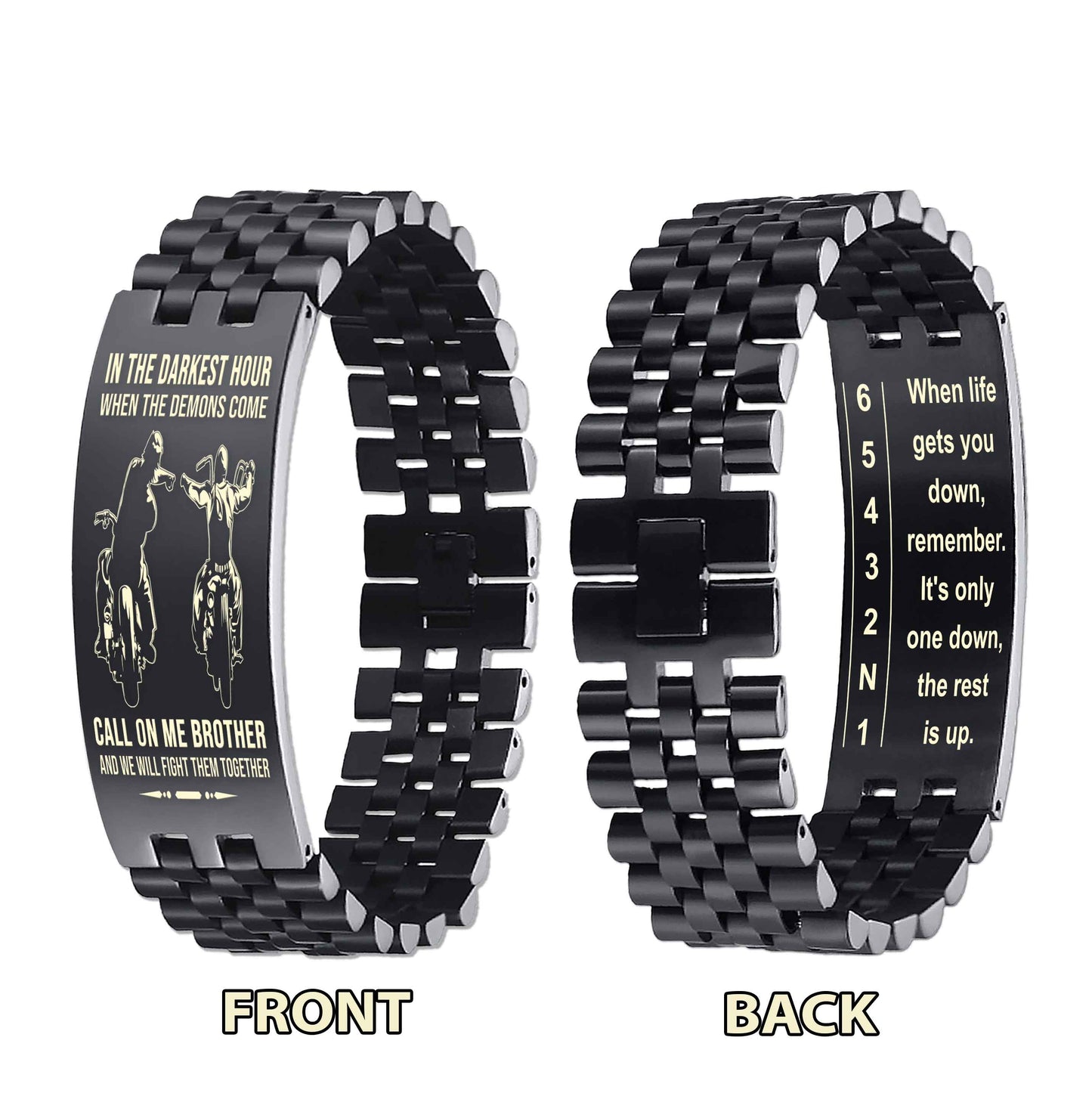 Biker double side bracelet for brother, When life gets you down, remember. It’s only one down, the rest is up.