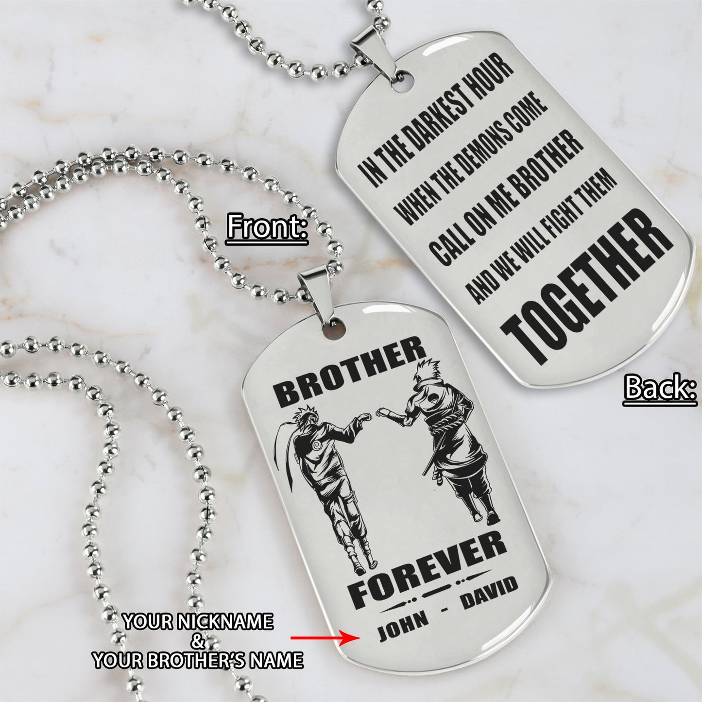 ver3w vikings customizable engraved black dog tag double sided gift from brother, brother forever