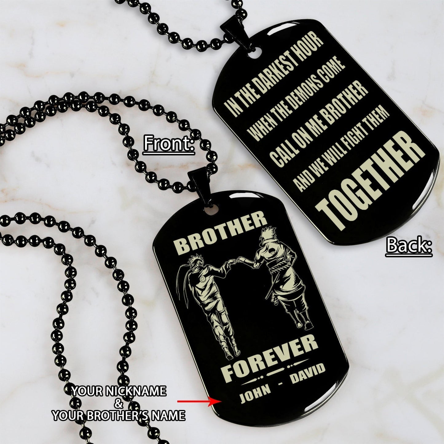 ver3w vikings customizable engraved black dog tag double sided gift from brother, brother forever