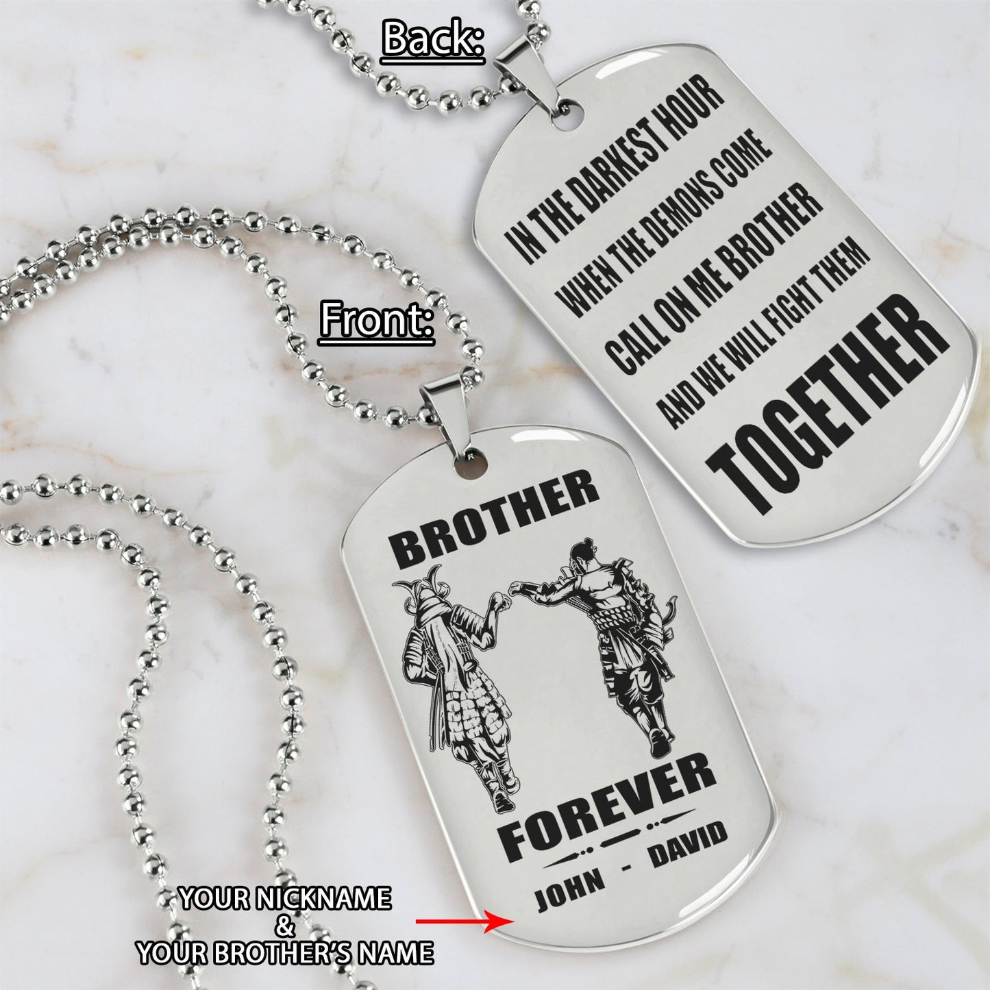 ver3w vikings customizable engraved black dog tag double sided gift from brother, brother forever