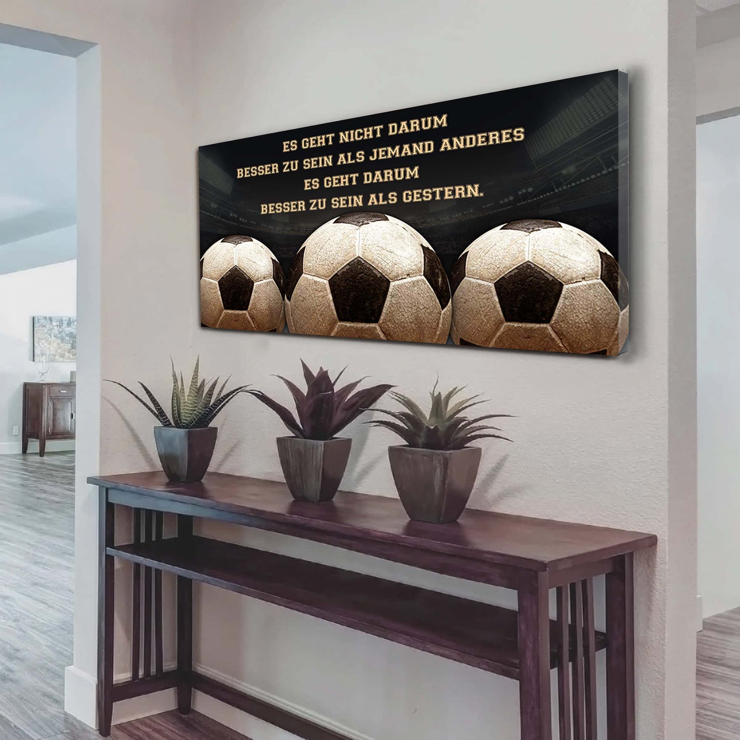 fußball leinwand es geht nicht darum, besser als jemand anderes zu sein
