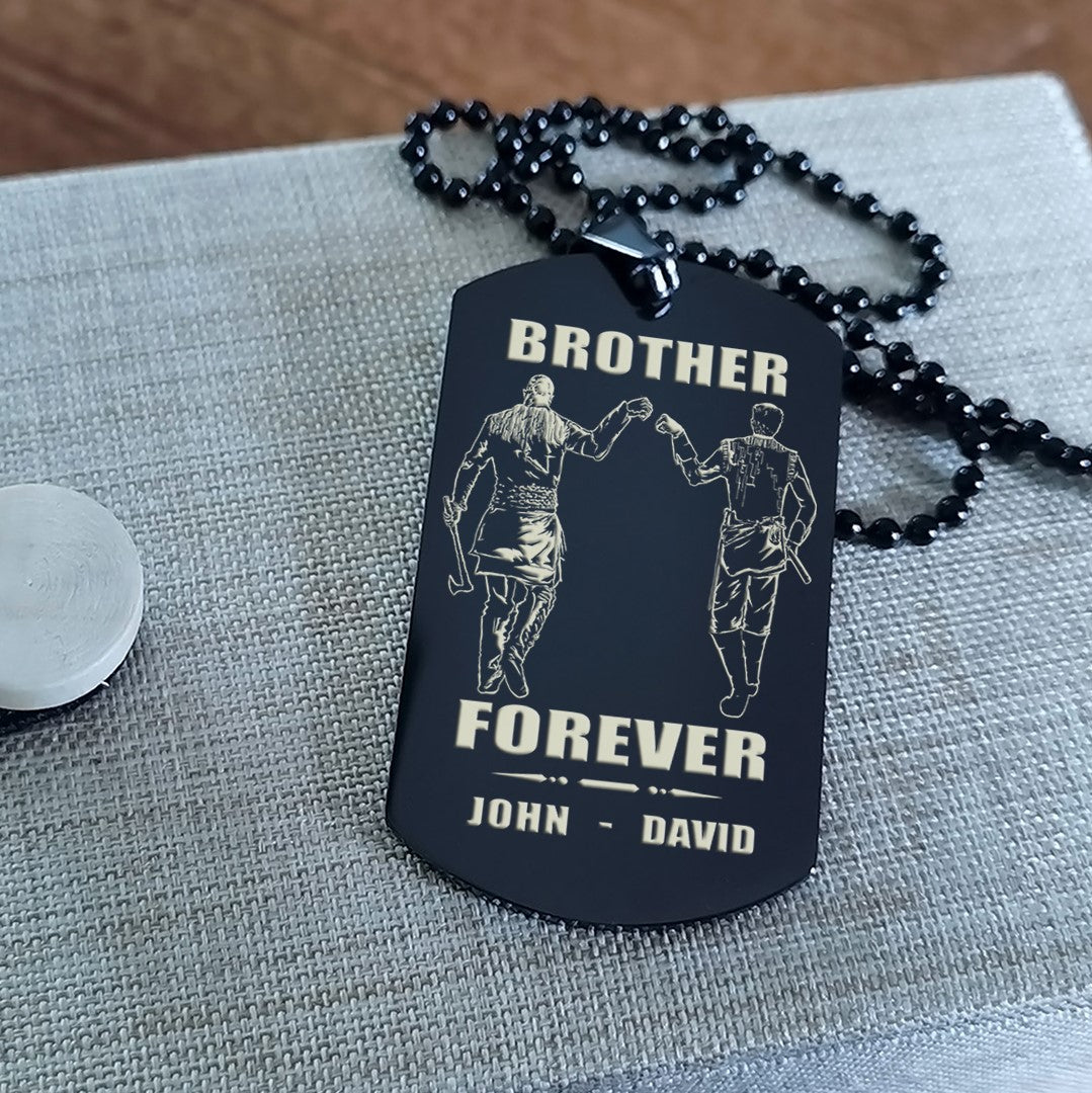 ver3w vikings customizable engraved black dog tag double sided gift from brother, brother forever