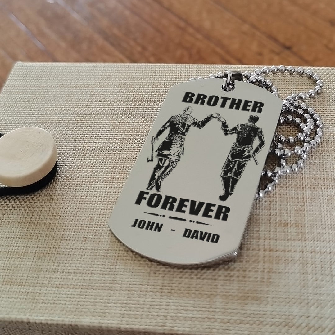 ver3w vikings customizable engraved black dog tag double sided gift from brother, brother forever