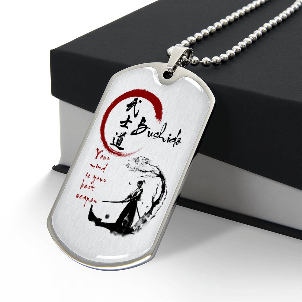 military chain samurai dog tag gift from brother son in the darkest hour, when the demons come call on me son and we will fight them together
