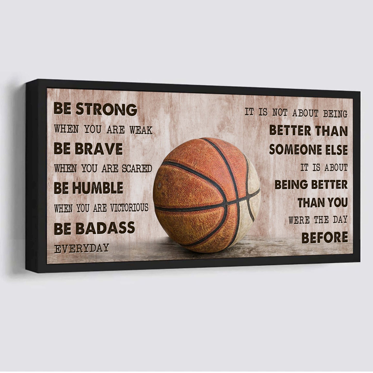 baseball canvas it is not about being better than someone else - be strong when you are weak