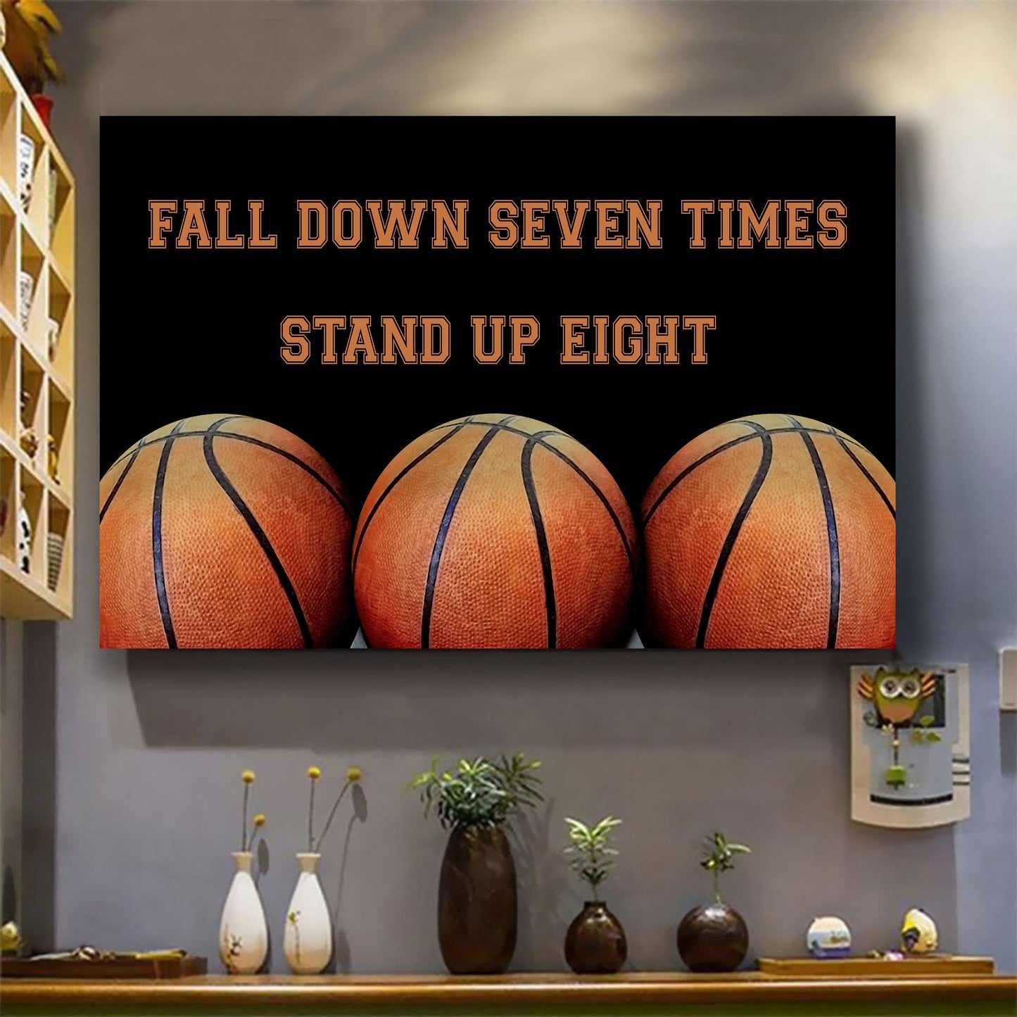 basketball poster canvas fall down seven times stand up eight standard size