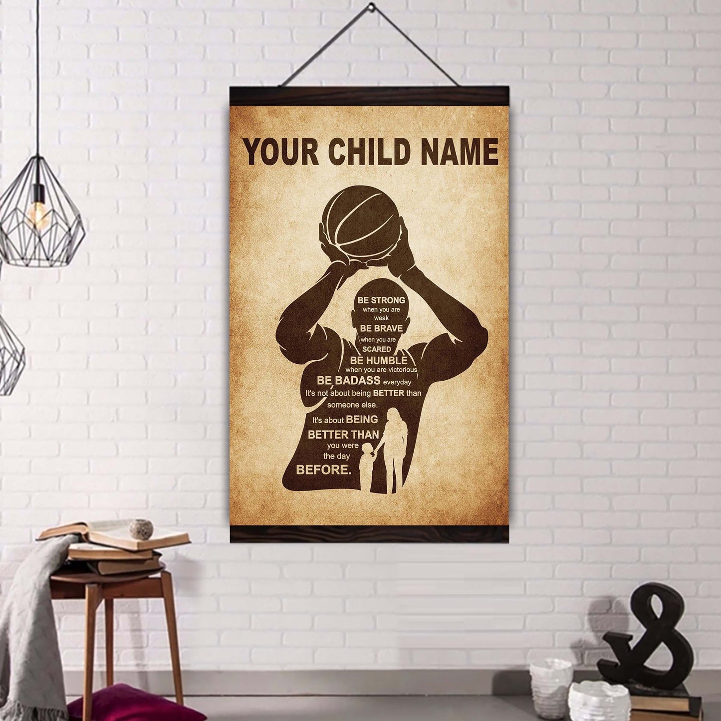 personalized your child name from mom to son basketball poster canvas it's not about being better than someone else it's about being better than you were the day before