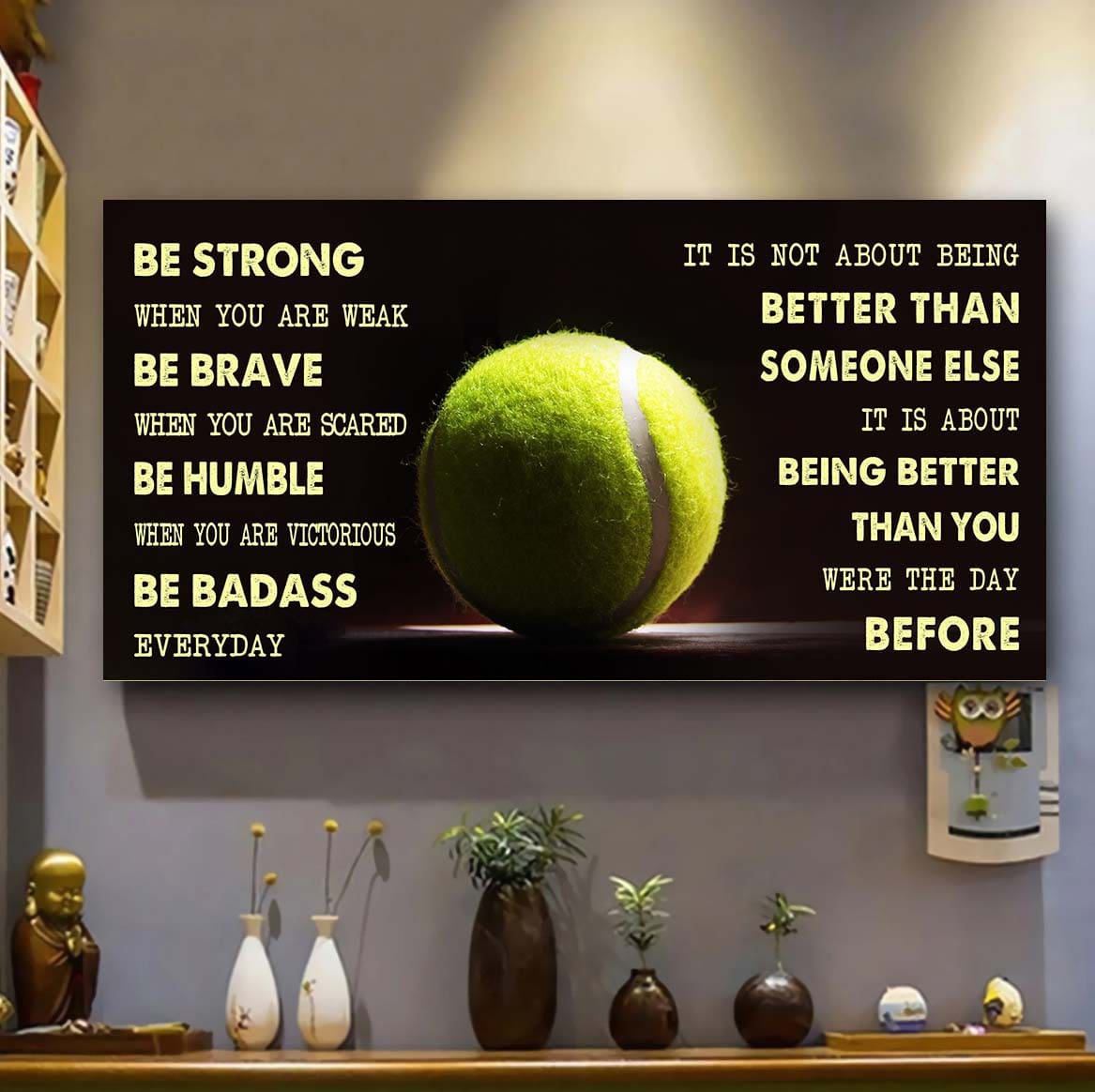 baseball canvas it is not about being better than someone else - be strong when you are weak