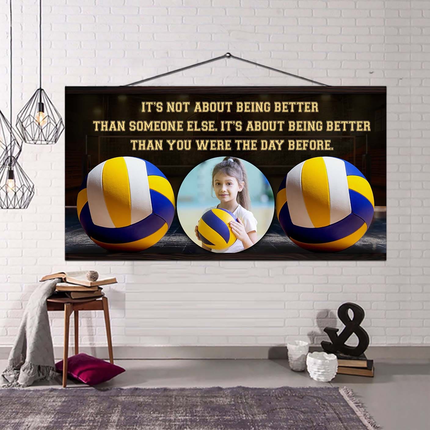 personalized photo soocer canvas it is not about being better than someone else it's about being better than you were the day before