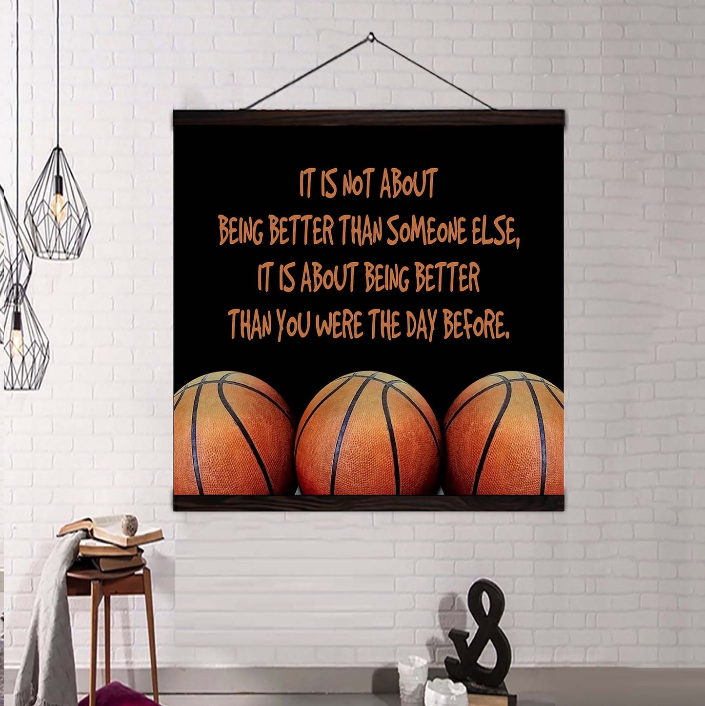 basketball square poster canvas it's not about being better than someone else it's about being better than you were the day before