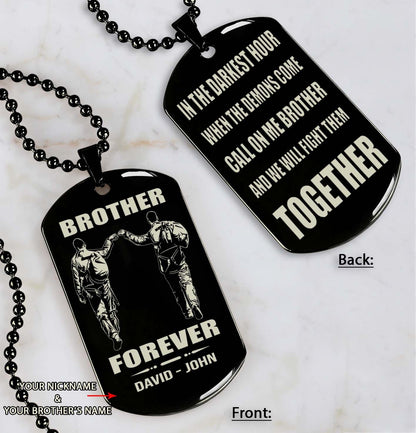 Customizable engraved black dog tag double sided gift from brother, brother forever