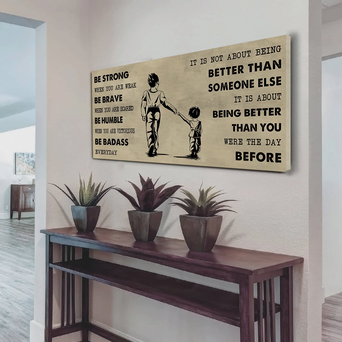 drb poster canvas from dad to daughter it is not about being better than someone else - be strong when you are weak be badass everyday