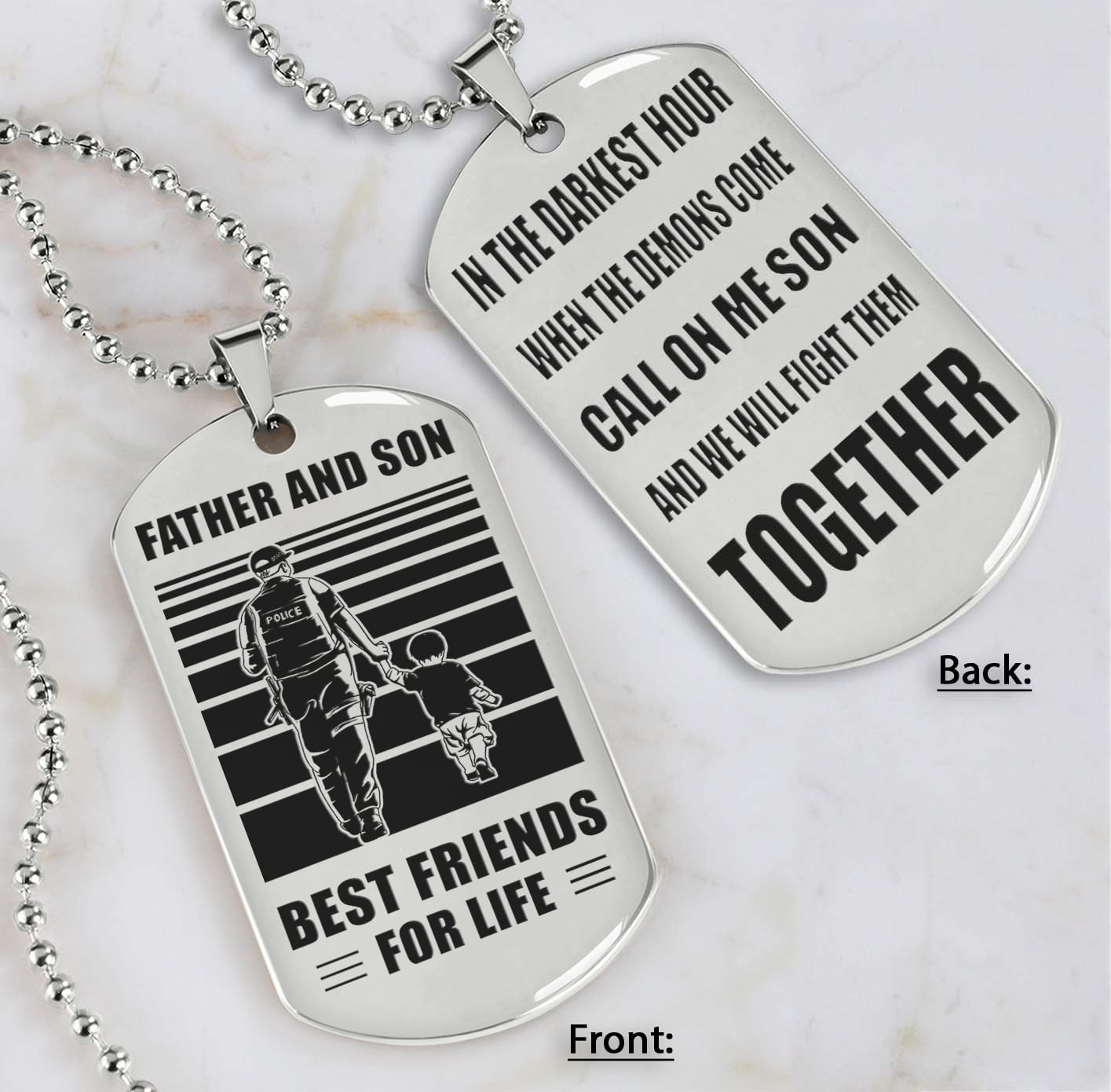 personalized double sided dog tag call on me son and we will fight them together gifts for your son from dad