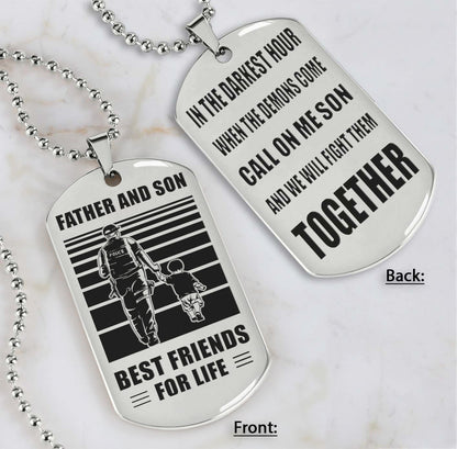 Personalized Double Sided Dog Tag Call On Me Son And We Will Fight Them Together Gifts For Your Son From Dad