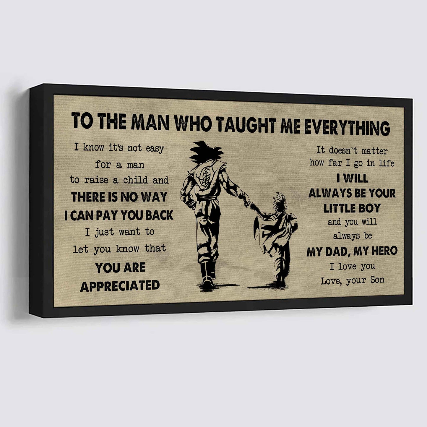 drb to the man who taught me everything - you will always be my hero poster canvas gift for father - photo upload
