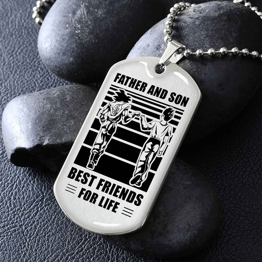 GK_GHL Military Chain Silver Plated 18K Gold Plated Father And Son Best Friend For Life Gift For Your Son