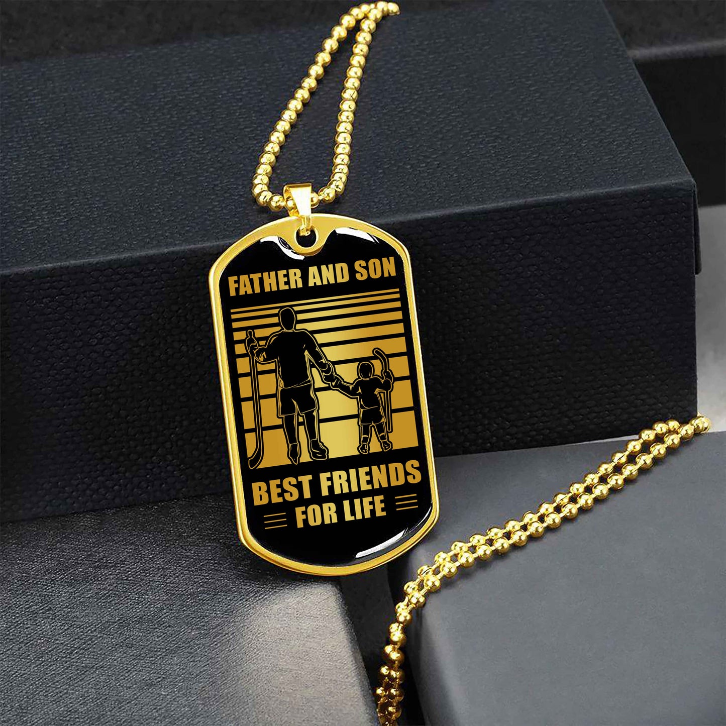 gk_gh military chain silver plated 18k gold plated father and son best friend for life gift for your son