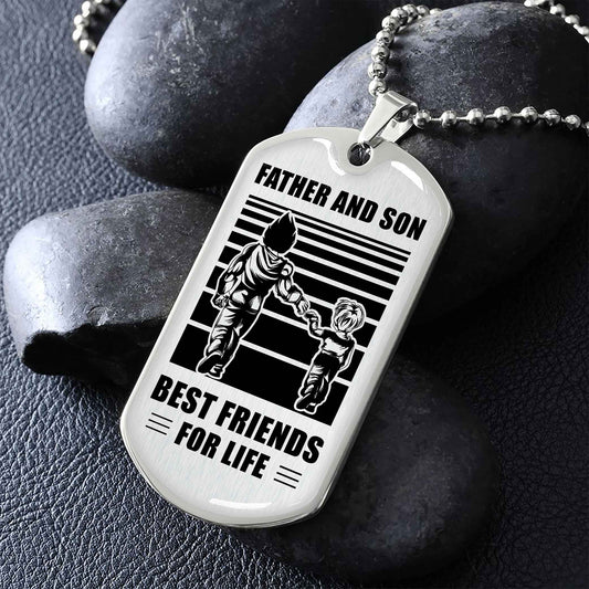 VGT_TR Military Chain Silver Plated 18K Gold Plated Father And Son Best Friend For Life Gift For Your Son