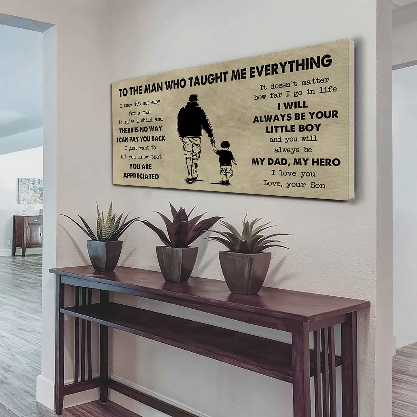 drb to the man who taught me everything - you will always be my hero poster canvas gift for father - photo upload