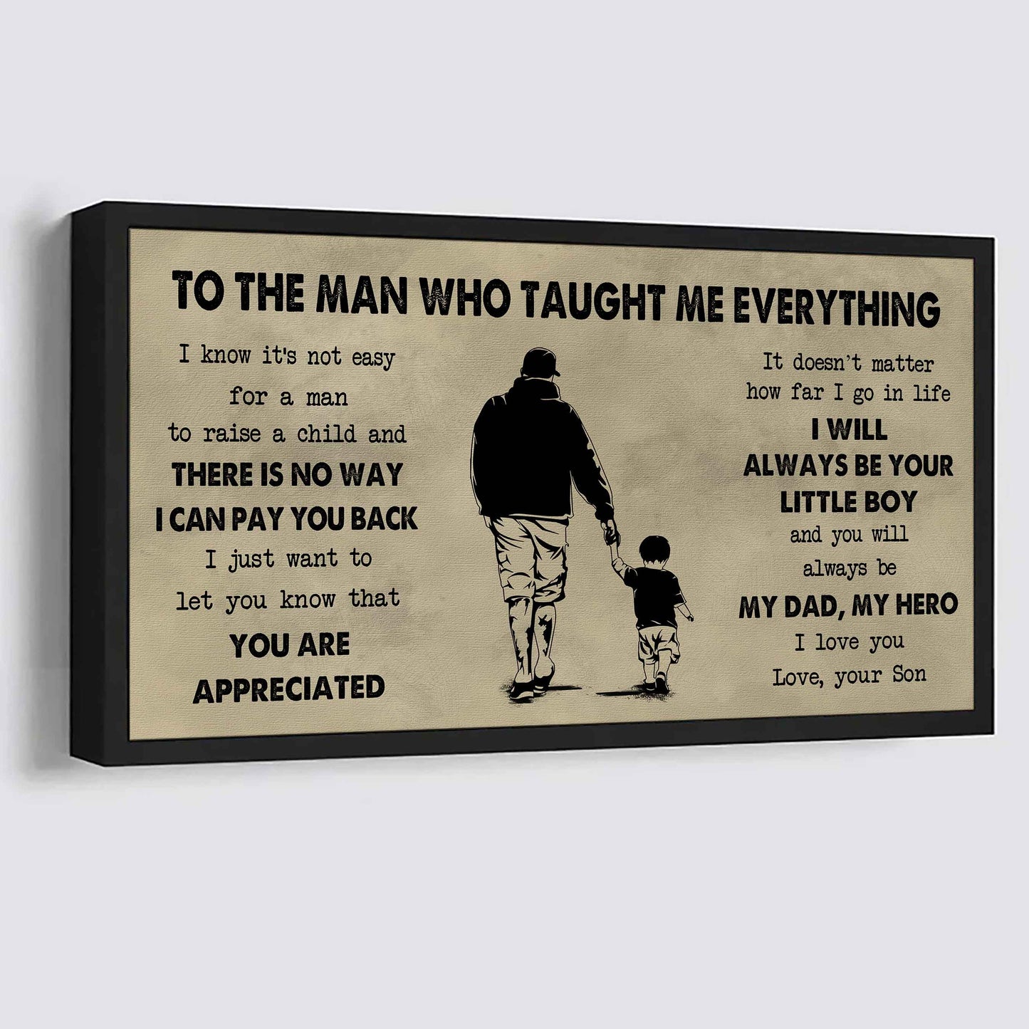 drb to the man who taught me everything - you will always be my hero poster canvas gift for father - photo upload
